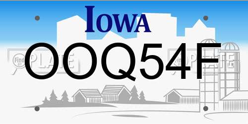 OOQ54F Iowa License Plate