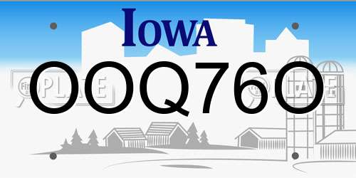 OOQ76O Iowa License Plate