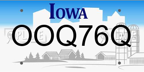 OOQ76Q Iowa License Plate