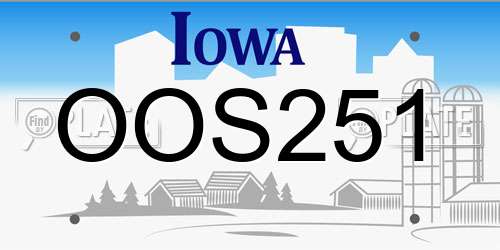 OOS251 Iowa License Plate