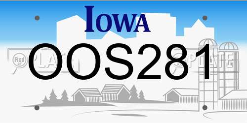 OOS281 Iowa License Plate