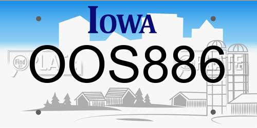 OOS886 Iowa License Plate