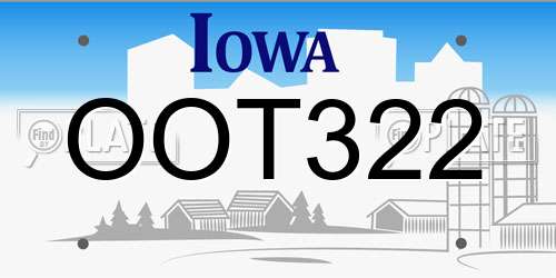 OOT322 Iowa License Plate