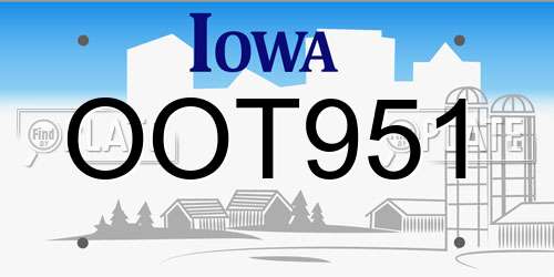 OOT951 Iowa License Plate