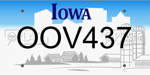 OOV437 Iowa License Plate