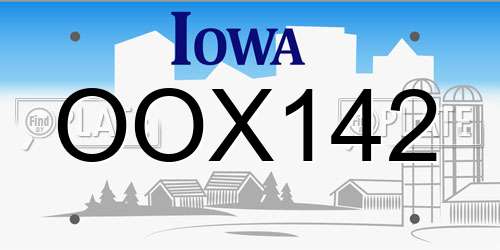 OOX142 Iowa License Plate