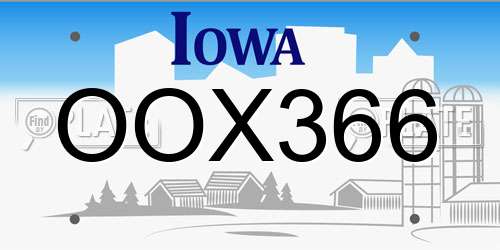 OOX366 Iowa License Plate