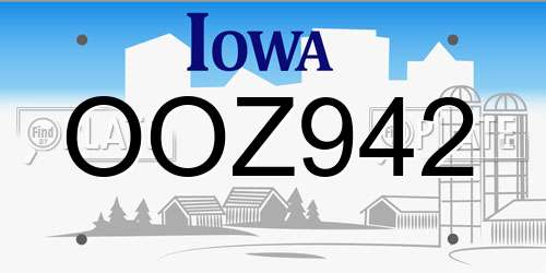 OOZ942 Iowa License Plate