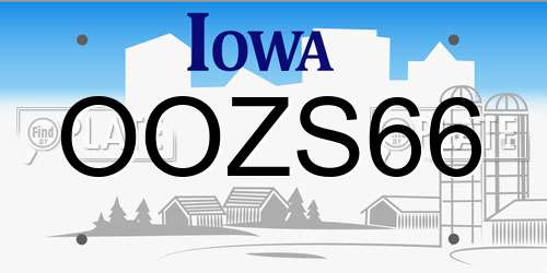 OOZS66 Iowa License Plate
