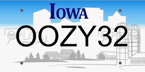 OOZY32 Iowa License Plate