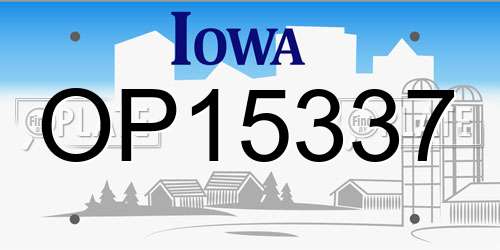 OP15337 Iowa License Plate