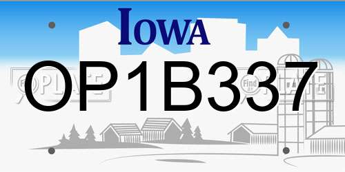 OP1B337 Iowa License Plate