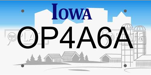 OP4A6A Iowa License Plate