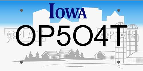 OP5O4T Iowa License Plate