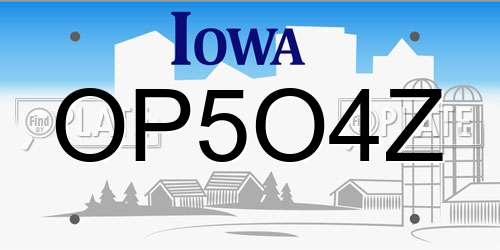 OP5O4Z Iowa License Plate