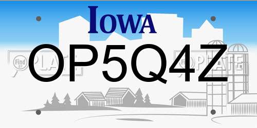 OP5Q4Z Iowa License Plate