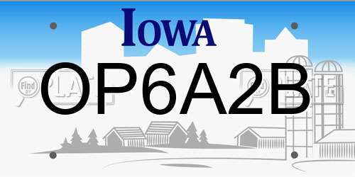 OP6A2B Iowa License Plate