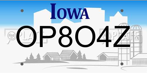 OP8O4Z Iowa License Plate