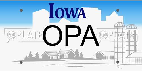 OPA Iowa License Plate