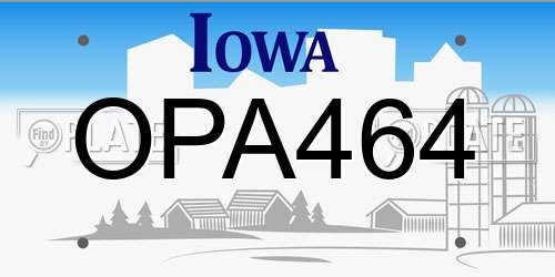 OPA464 Iowa License Plate