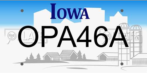 OPA46A Iowa License Plate