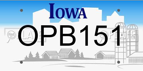 OPB151 Iowa License Plate