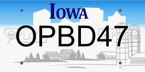 OPBD47 Iowa License Plate