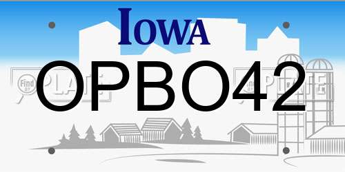 OPBO42 Iowa License Plate