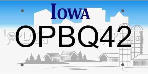 OPBQ42 Iowa License Plate