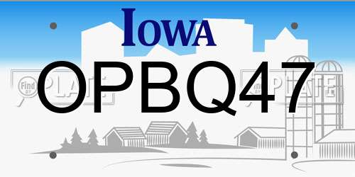 OPBQ47 Iowa License Plate