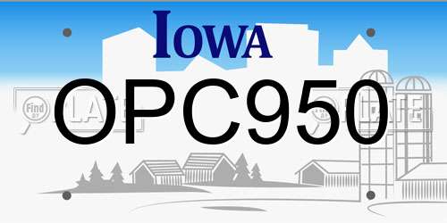 OPC950 Iowa License Plate