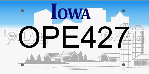 OPE427 Iowa License Plate