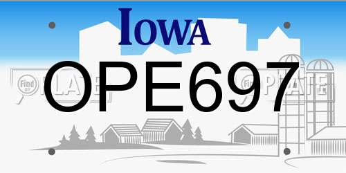 OPE697 Iowa License Plate