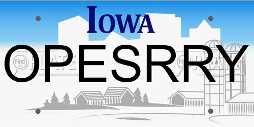 OPESRRY Iowa License Plate