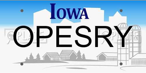 OPESRY Iowa License Plate
