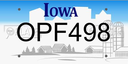 OPF498 Iowa License Plate