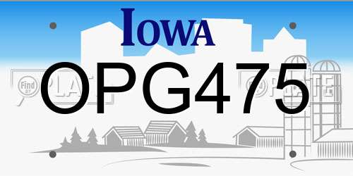 OPG475 Iowa License Plate