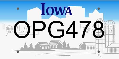 OPG478 Iowa License Plate