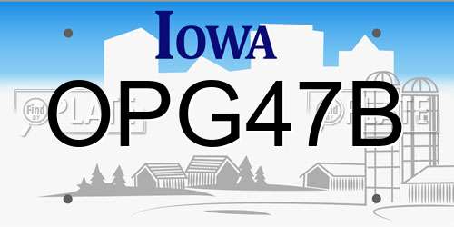 OPG47B Iowa License Plate
