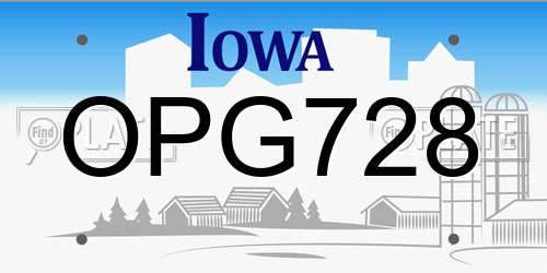 OPG728 Iowa License Plate