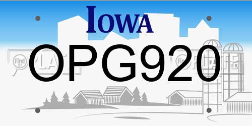 OPG920 Iowa License Plate