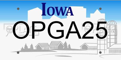 OPGA25 Iowa License Plate
