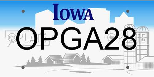 OPGA28 Iowa License Plate