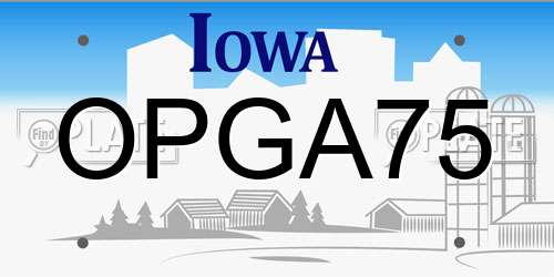 OPGA75 Iowa License Plate