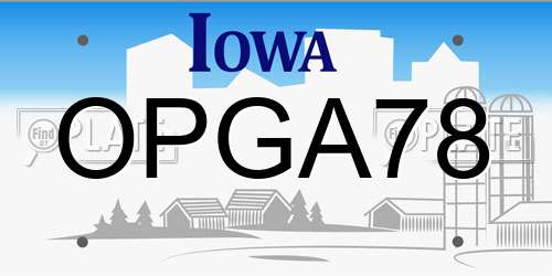 OPGA78 Iowa License Plate