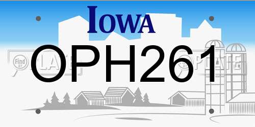 OPH261 Iowa License Plate