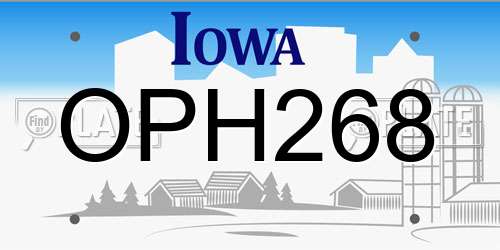 OPH268 Iowa License Plate