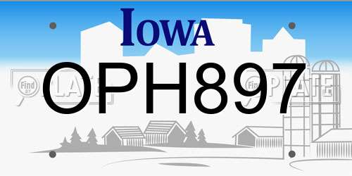 OPH897 Iowa License Plate