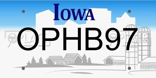 OPHB97 Iowa License Plate