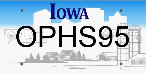OPHS95 Iowa License Plate